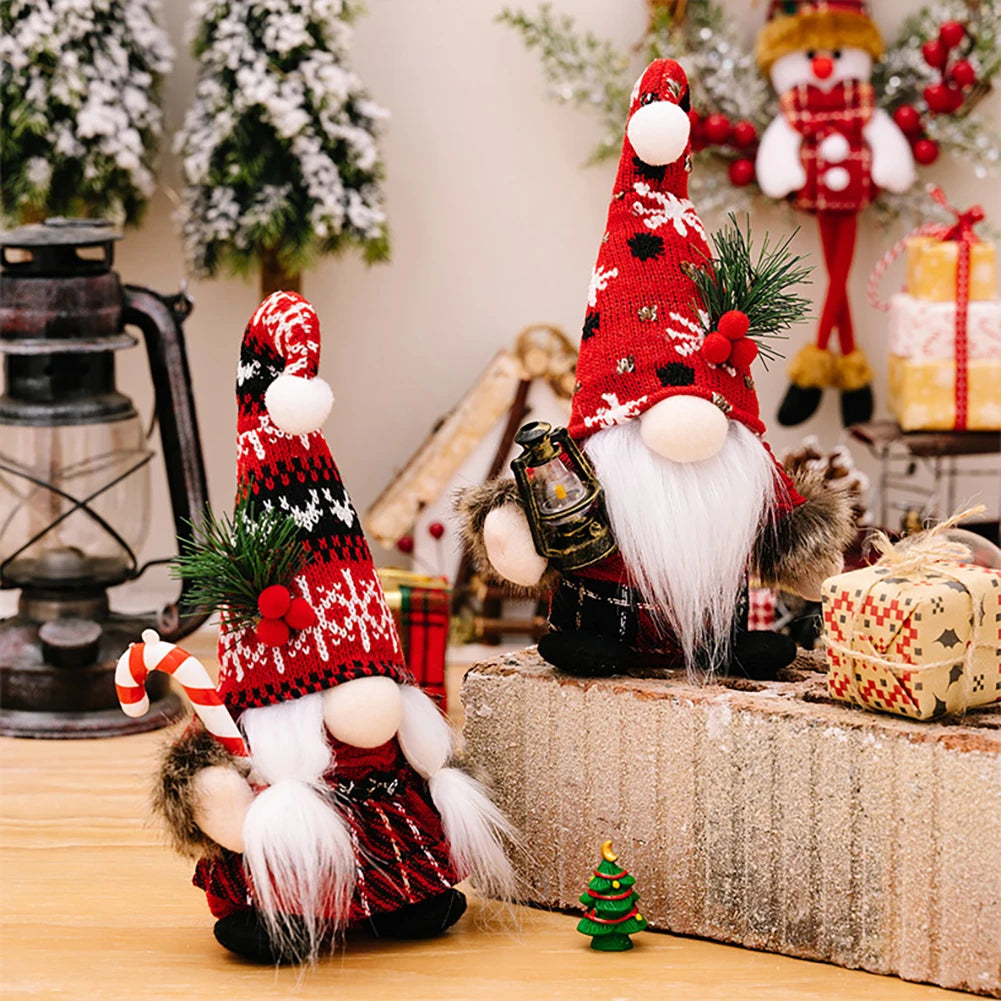 1Pc Santa Claus Ornament Decoration Christmas Gnome Doll New Year Christmas Gift Couple Ornament Walking Stick Christmas Dolls HIP