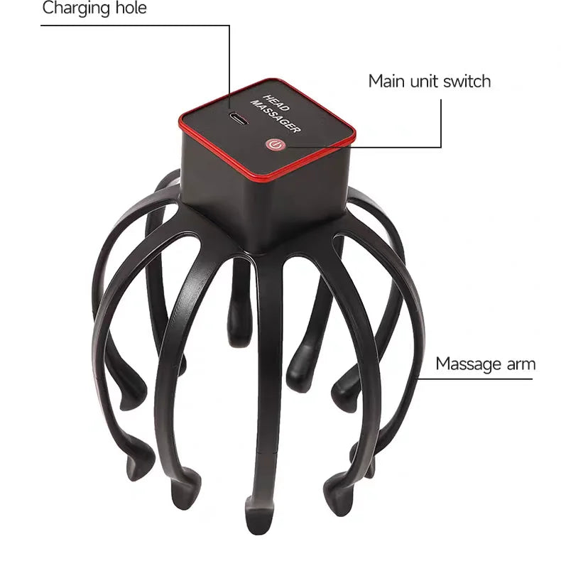 Electric Scalp Massager – 8 Frequencies, 3 Modes, Rechargeable Scalp Massager HIP black-upgraded