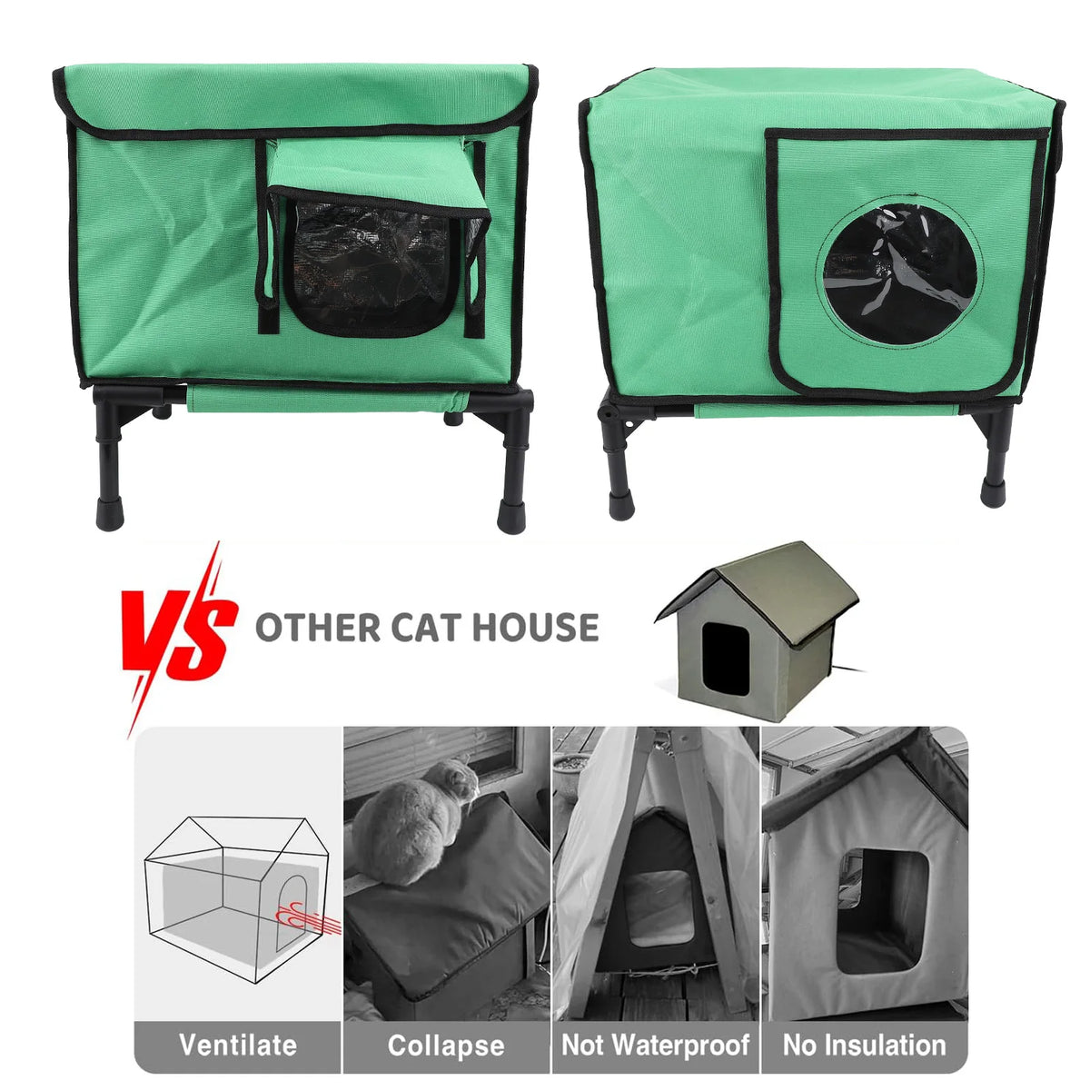 Heated Kitty House Elevated Heated Cat House Warm Weatherproof Insulated Outside Heated Cat Shelter for Outdoor Kitty Puppy HIP