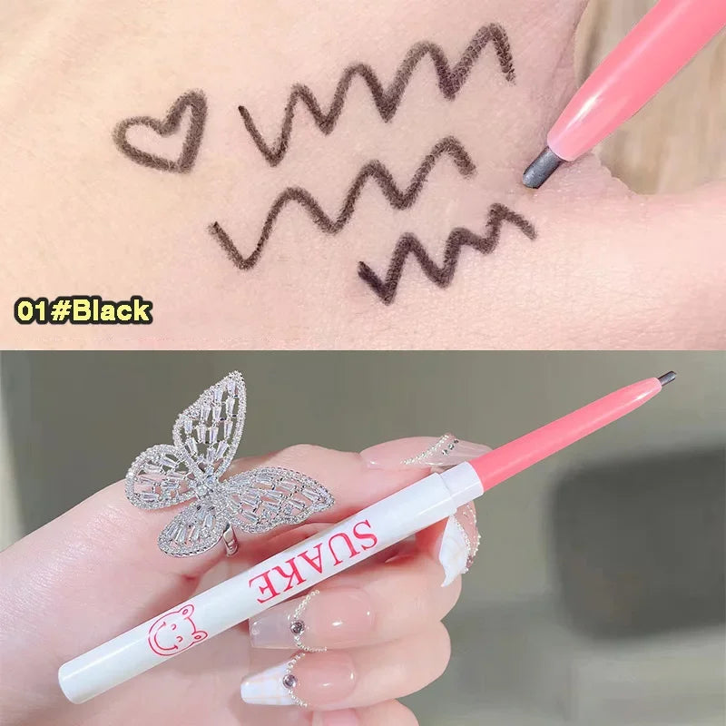 Gel Eyeliner Pencil Super Fine Easy To Wear Quick Dry Lasting Black Brown Matte Shadow Lying Silkworm Pen Eye Makeup Cosmetics HIP 01 Black