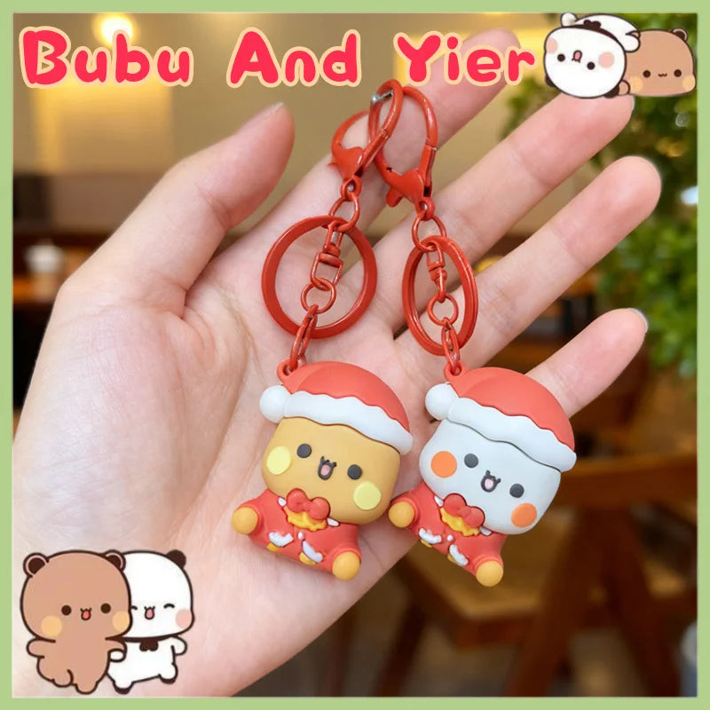 Christmas Panda Bubu & Dudu Keychain Backpack Pendant Gift Anime Keychain Pendant HIP