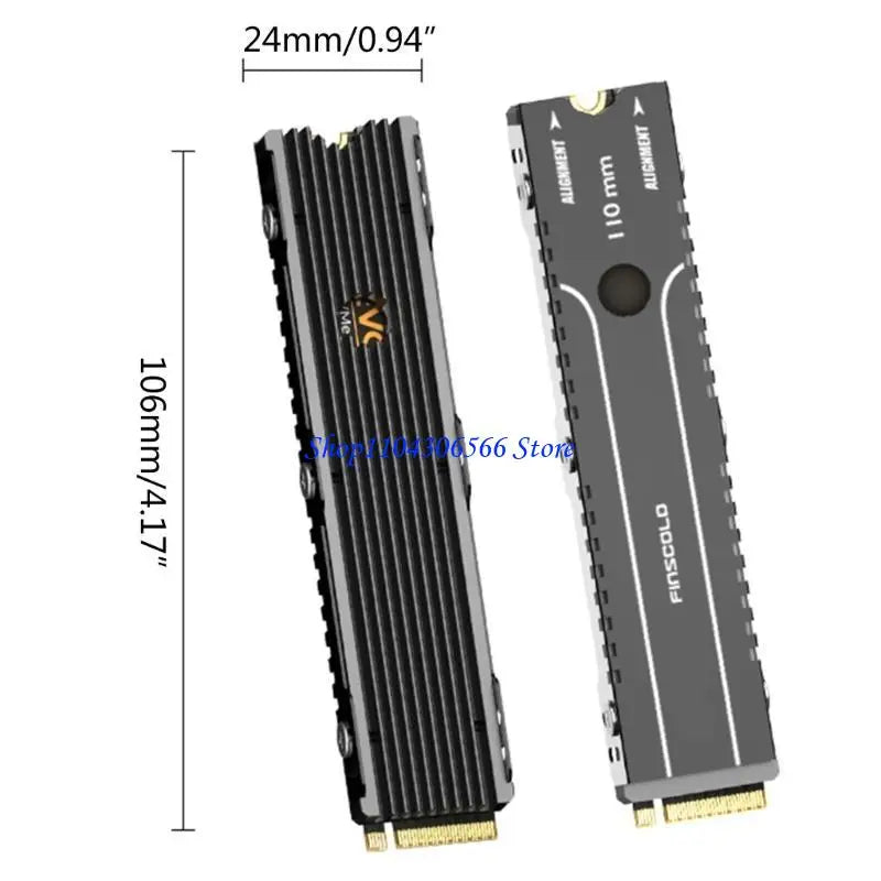 M.2 22110 NVMe SSD Aluminum Heatsink with Thermal Pad SSD Heatsink HIP