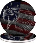 American Flag Eagle Ceramic Car Cup Holder Coasters – Set of 2 Car Cup Holder Coaster HIP 1 Ceramic Cork