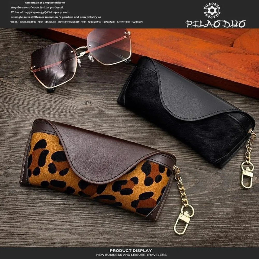 PU Leather Leopard Print Glasses Case – Lightweight Eyewear Pouch Eyewear Storage Case HIP