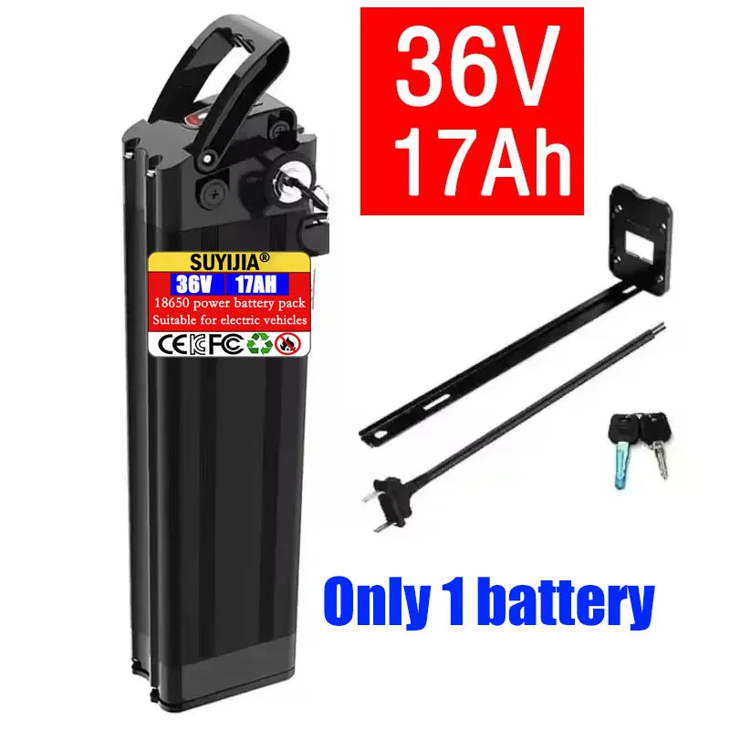 48V 36V Silverfish Li-Ion E-Bike Battery 25Ah + Charger E-Bike Battery Pack HIP 1 battery 36V 17Ah