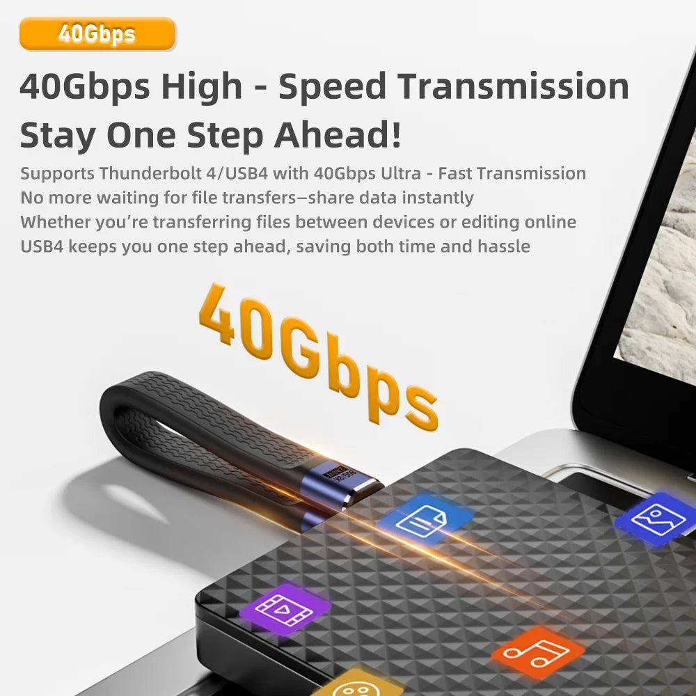 USB4 Keychain Cable 240W 40Gbps USB-C to USB-C | 8K USB-C Cable HIP