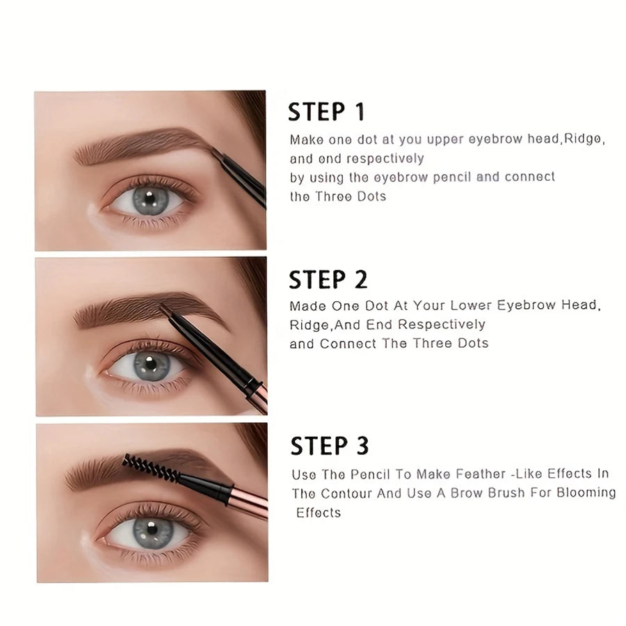 Double Headed Eyebrow Pencil, Extremely Fine, Waterproof, Sweat Resistant, and Long-Lasting HIP