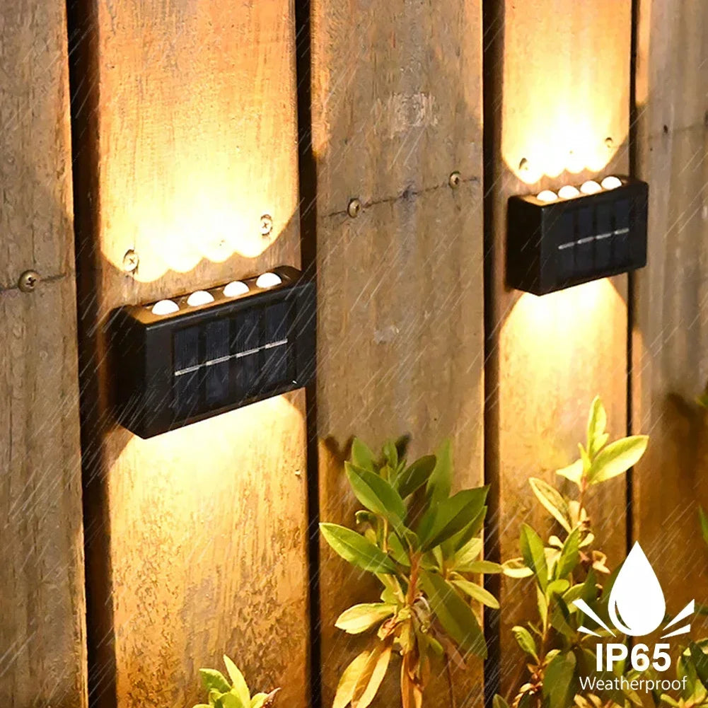 LED Solar Wall Lamp Outdoor Waterproof Up and Down Luminous Lighting Garden Decoration Solar Lights Stairs Fence Sunlight Lamp HIP