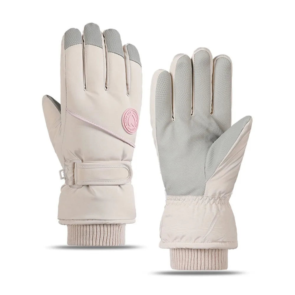 Women's Waterproof Touchscreen Ski Gloves – Thermal Winter Winter Ski Gloves HIP Beige