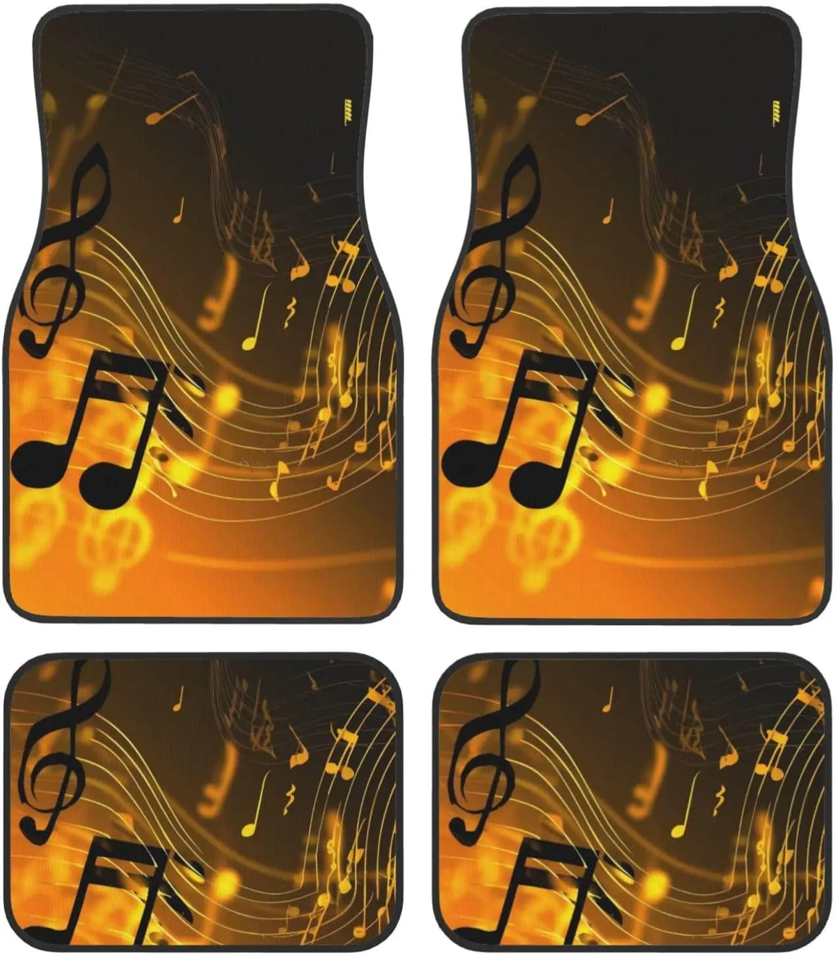Golden Music Staff Car Floor Mats – 4-Piece All-Weather Set Car Floor Mats HIP black