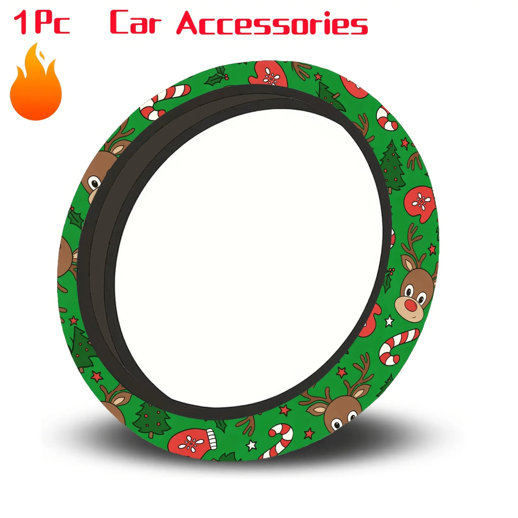 Christmas Neoprene Steering Wheel Cover – Reindeer & Tree Steering Wheel Cover HIP