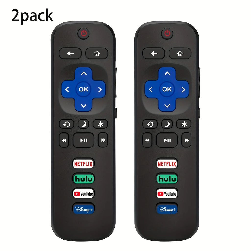 2-Pack Roku TV Remote – TCL, Hisense, Onn & Philips Compatible TV Remote Control HIP 2pcs black