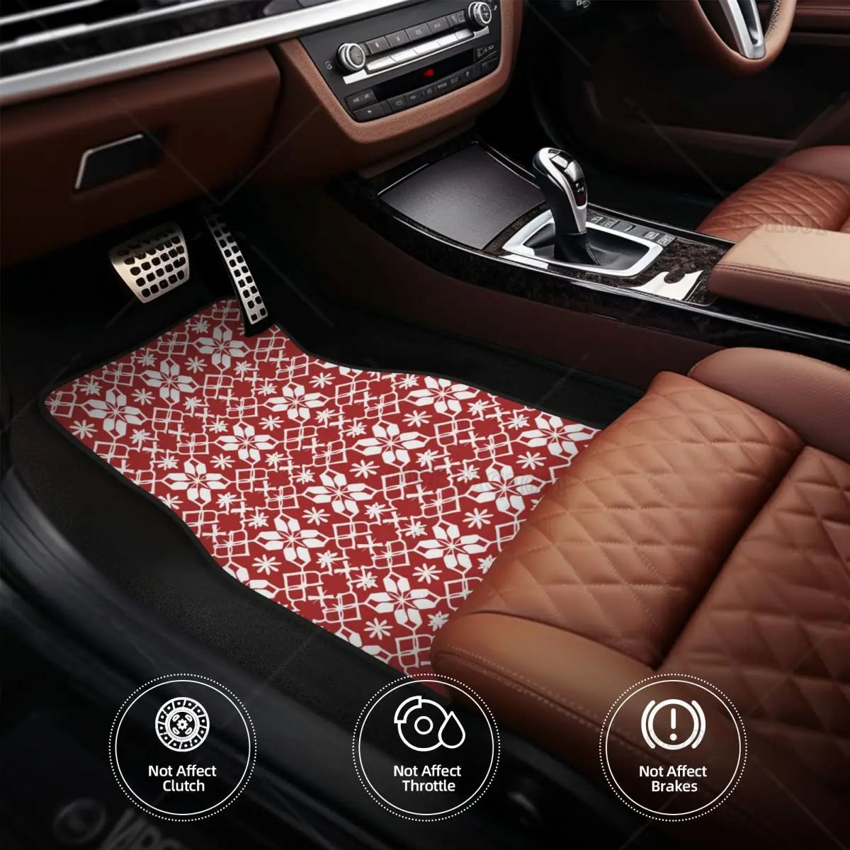 Christmas Snowflake Car Floor Mats Set of 4 | Red Vintage Car Floor Mats HIP