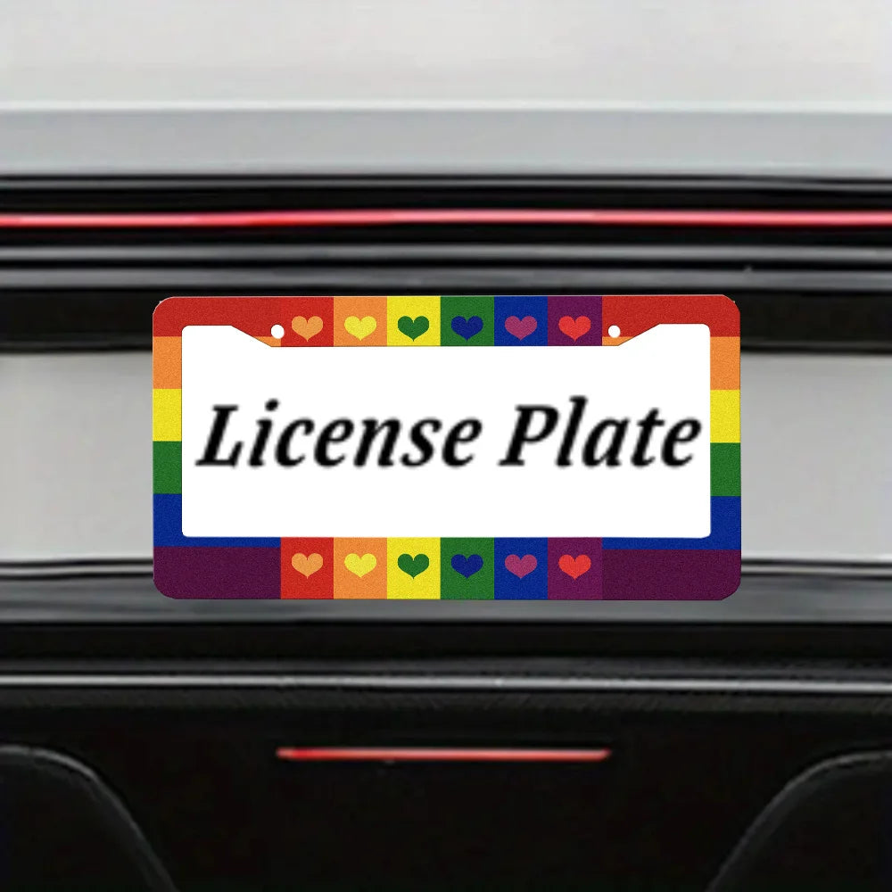 2-Pack Rainbow Heart Aluminum License Plate Frames | HIP License Plate Frame HIP