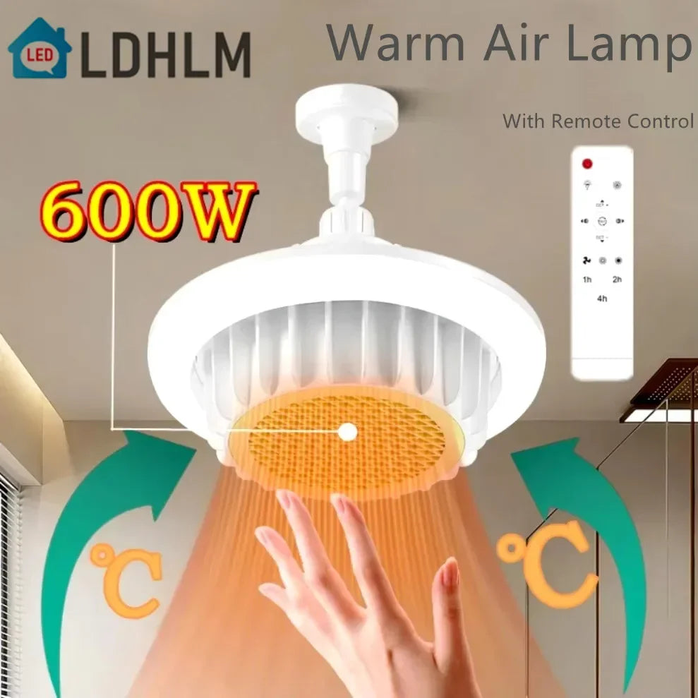 600W E27 Ceiling Fan Heater Light – Remote Dimmable LED Ceiling Fan Heater Light HIP