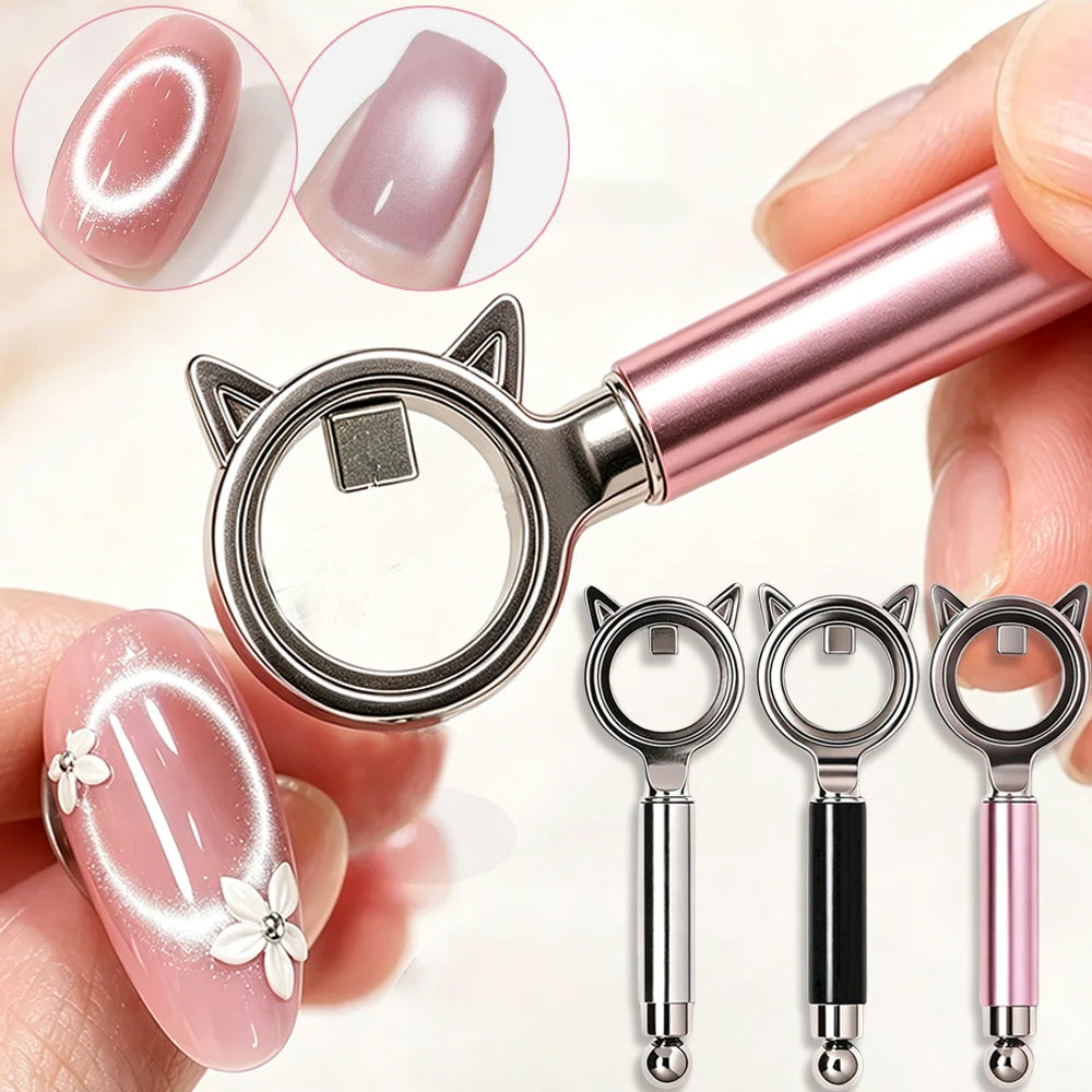 2-in-1 Kitty Round Ring Cat Eye Magnet Powerful Circle Magnetic Ball for Galaxy French Hollow Nail Art Gel Polish Manicure Tool HIP