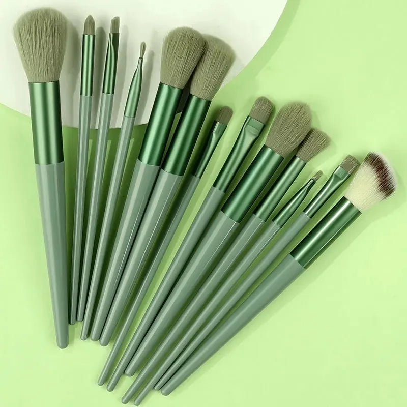 13-Piece Makeup Brush Set – Ultra Soft Bristles | RUZOFO Makeup Brush Set HIP C505-Green no bag