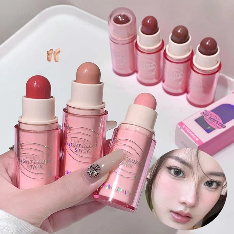 Lightweight Blush Stick Multi Functional Waterproof Long Lasting Easy Color Nude Pink Brown Blusher Cosmetics Bar Korean Makeup HIP