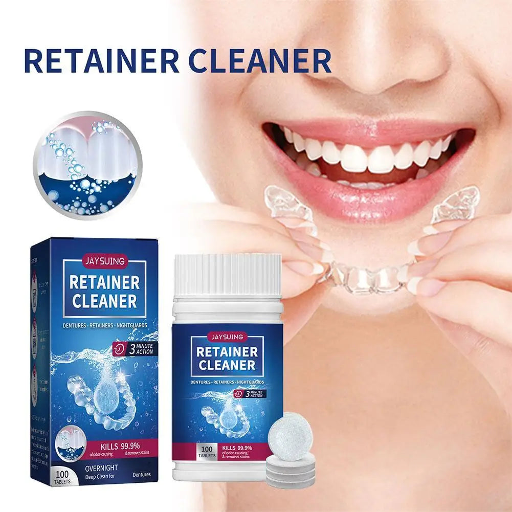 Jaysuing False Tooth Cleaning Tablets Denture Cleaning Tablets Removes Odor Orals Cleaning Retainer Cleaner Fresh Breath HIP