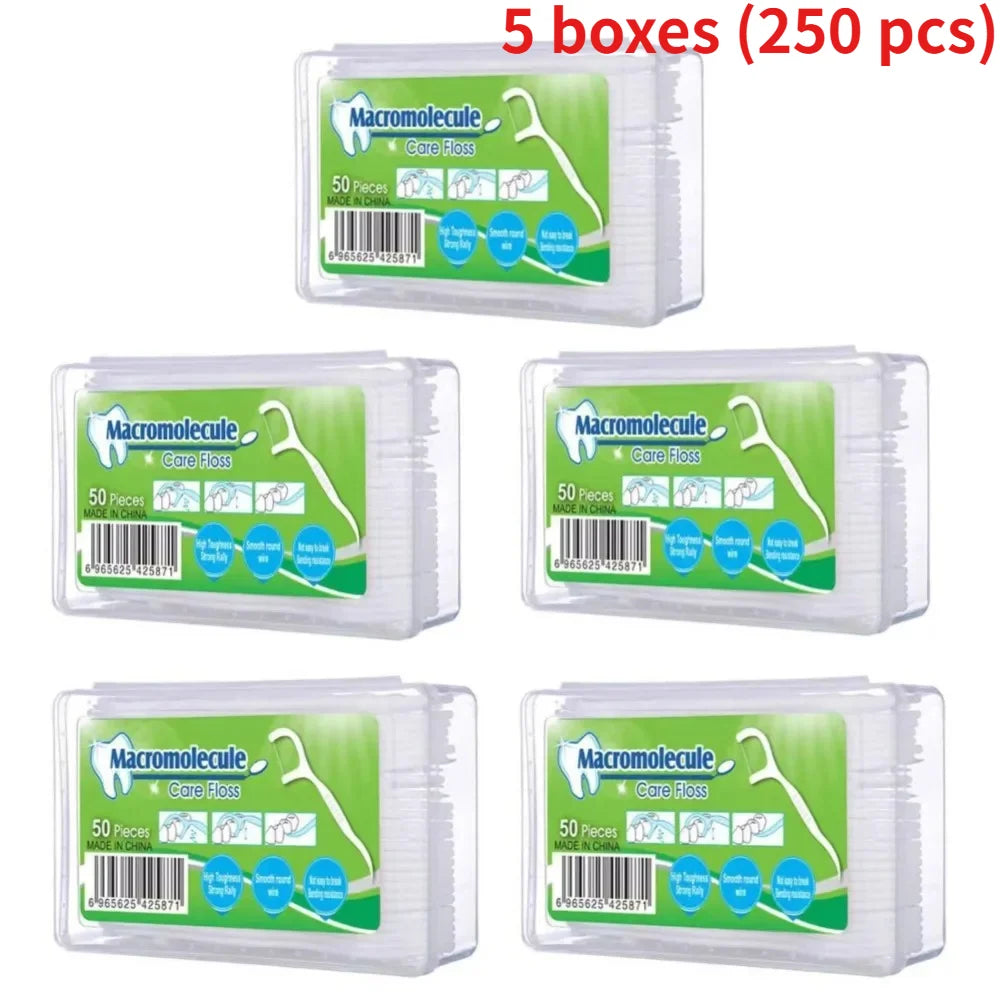 RUZOFO Disposable Dental Floss Picks – 50 Pcs/Box, 1–5 Boxes Dental Floss Picks HIP C609-5box