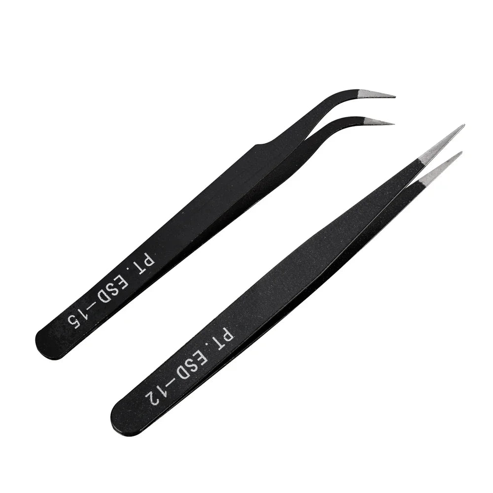 Stainless Steel Black Curved Straight Eyebrow Tweezers Anti Acid Nipper Rhinestone Picking Tool False Eyelash Nail Art Tool HIP