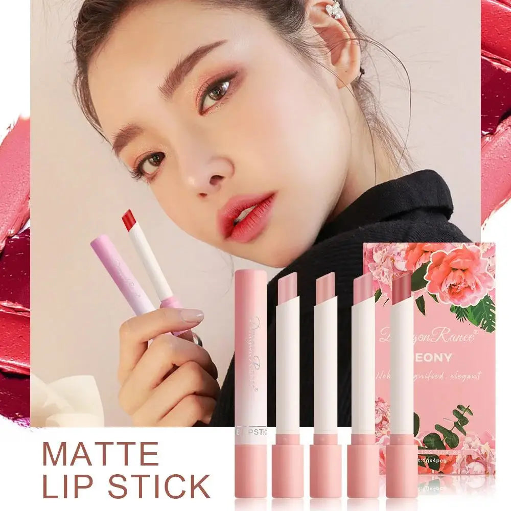 Dragon Ranee 4-Pc Velvet Matte Lipstick Set – Long-Lasting Matte Lipstick Set HIP