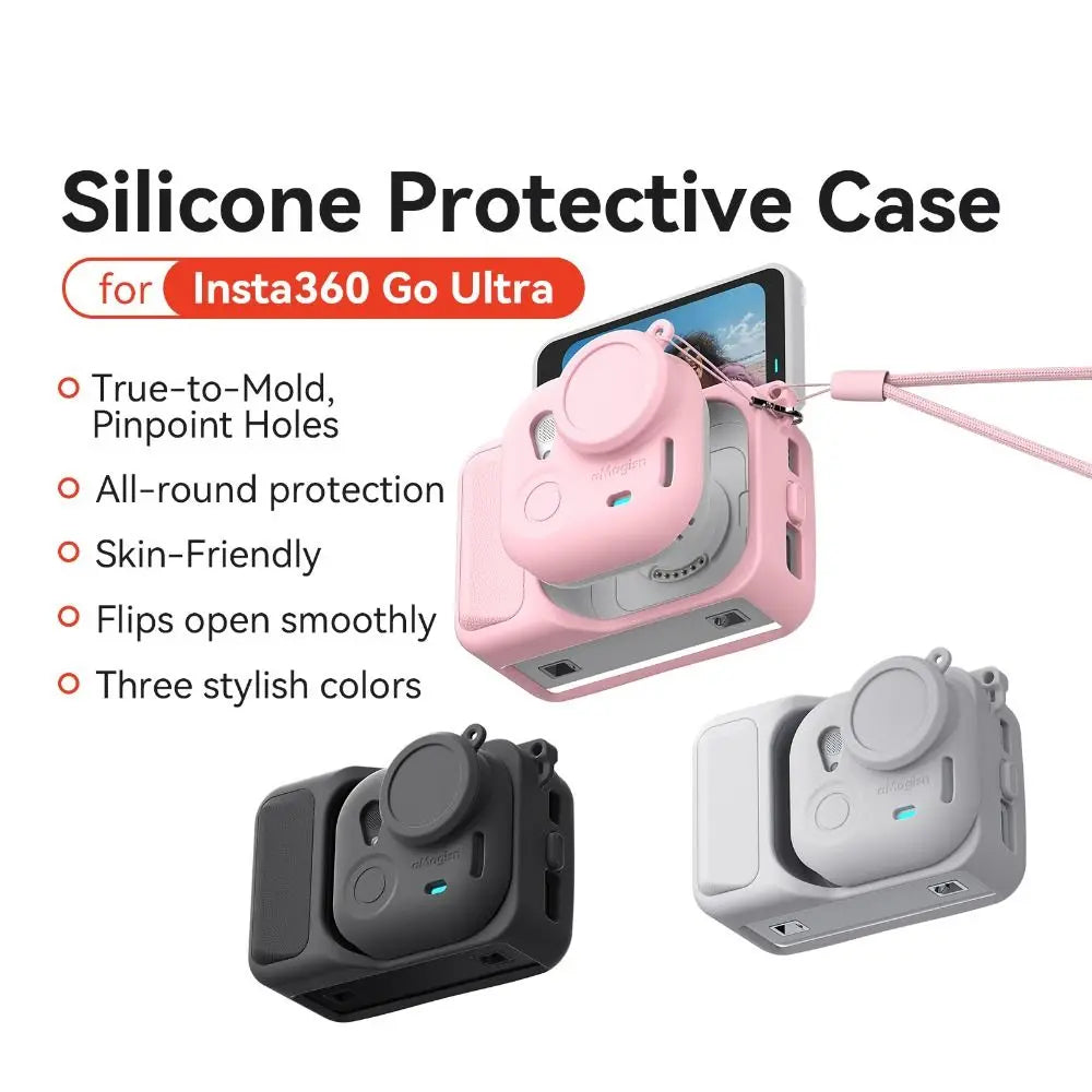 Silicone Case & Lens Cap for Insta360 Go Ultra | Anti-Lost Camera Protective Case HIP