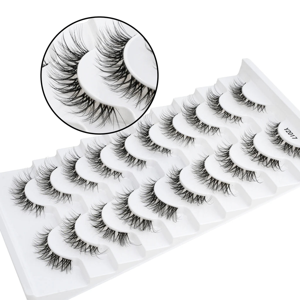 YSDO 3/5/10 Pairs Natural Faux 3D Mink Eyelashes Reusable Fake Eyelashes Tools Soft Wispy Cat Eye Lashes Maquillaje False Lashes HIP