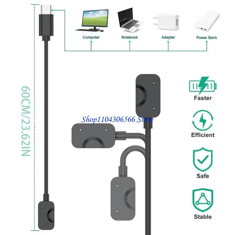 USB Smartwatch Charging Cable 60cm – Fast & Compact Cord Smartwatch Charging Cable HIP
