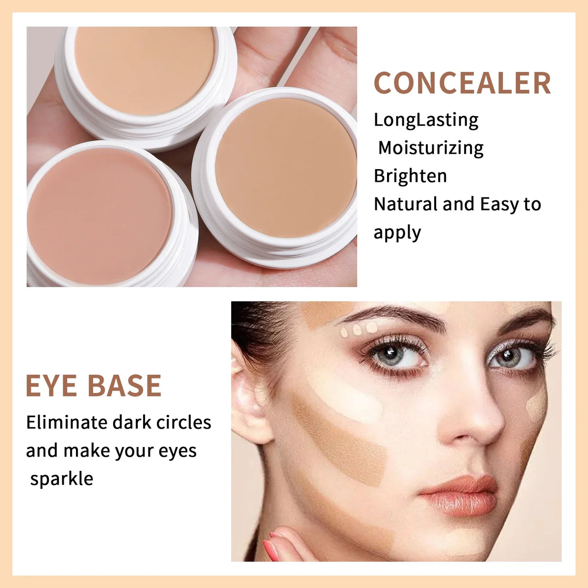 QIC High Coverage Waterproof Concealer Cream | All Skin Tones Concealer Foundation Cream HIP