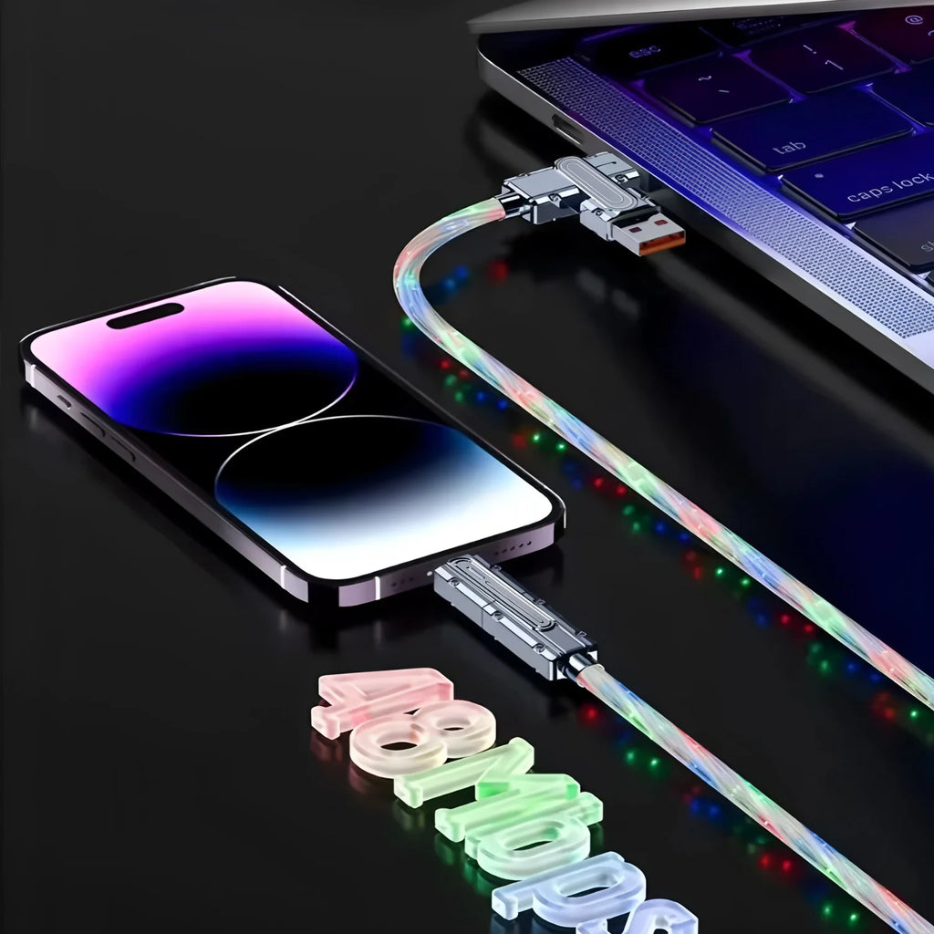 Glowing LED 4-in-1 USB-C Fast Charging & Data Cable LED Charging Cable HIP