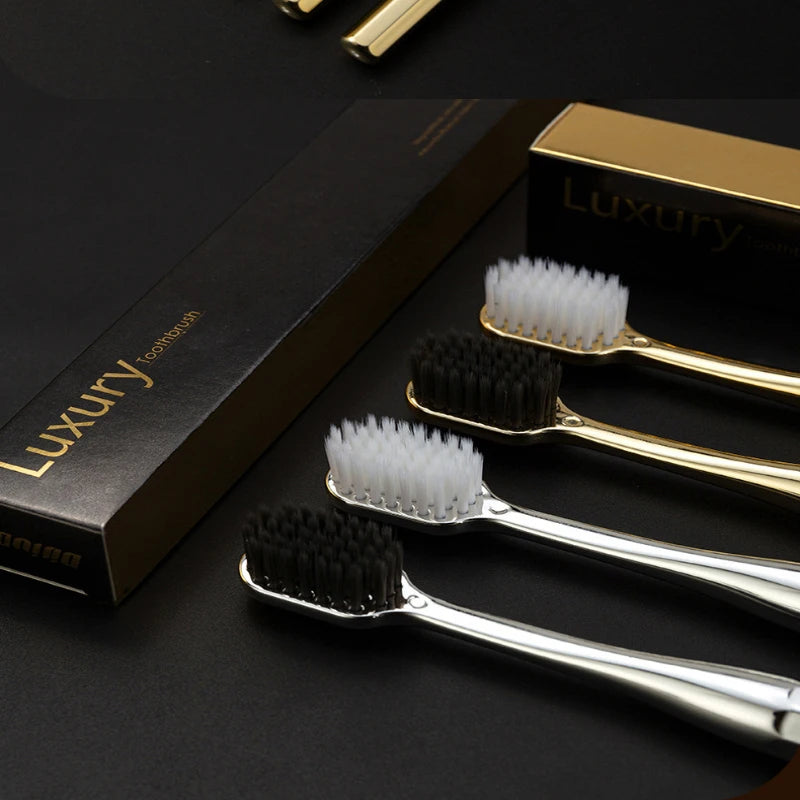 Soft Toothbrush Men Women Adult Tooth Brush Gold Silver Dental Brushes Elegance Gentle Toothbrushes Drop Shipping HIP