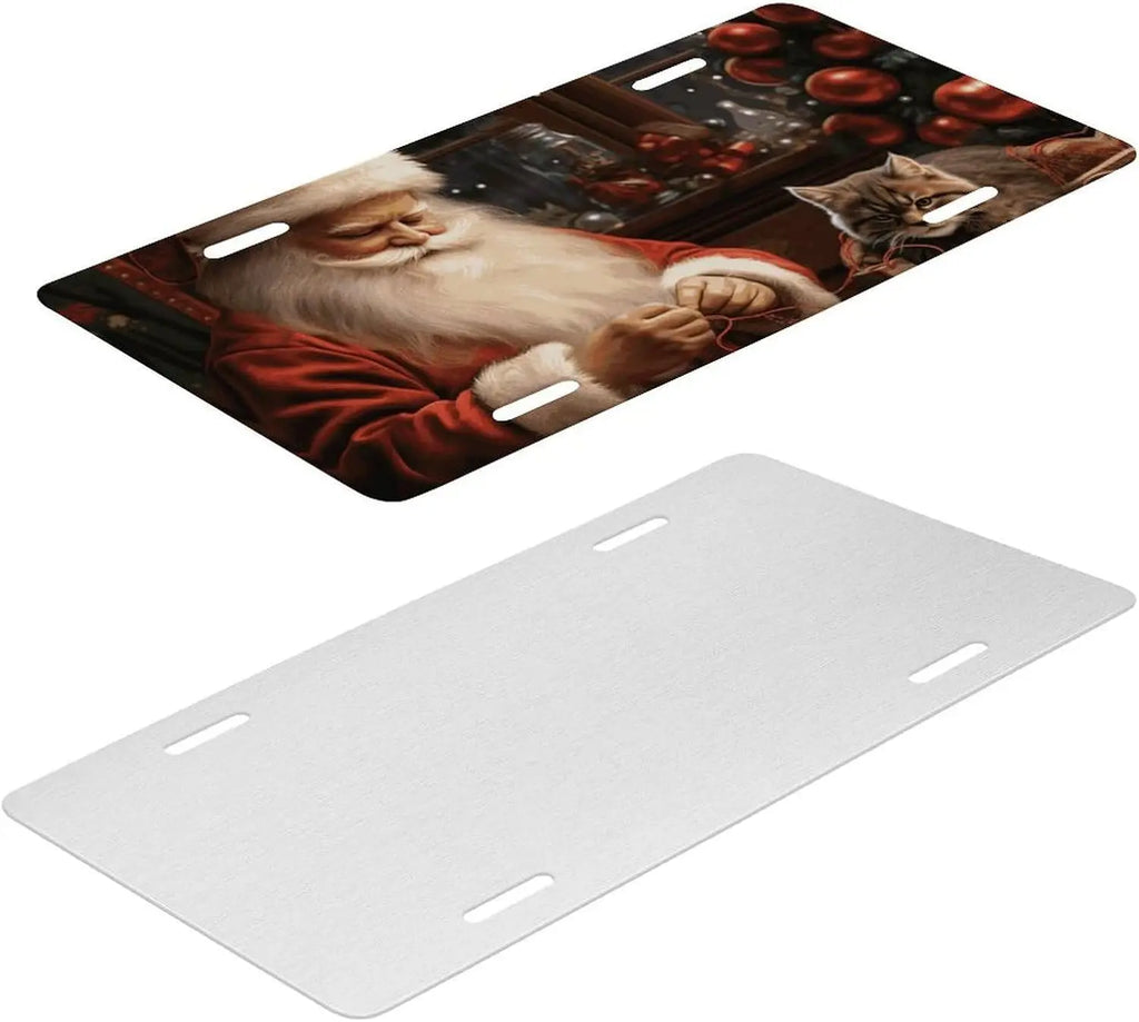 Christmas Santa Claus Metal License Plate Cover | Waterproof License Plate Cover HIP