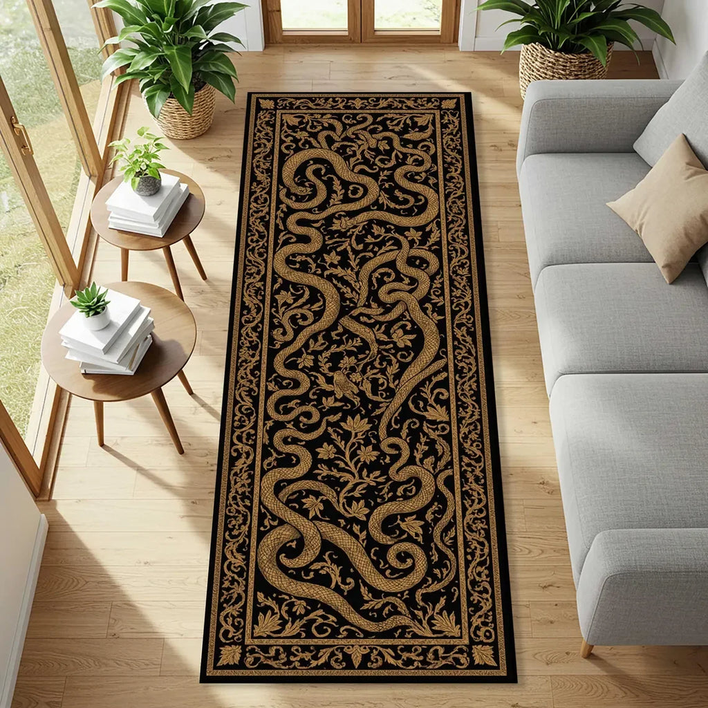 Snake Runner Rug – Boho Reptile Forestcore Nature Witch Decor Decorative Runner Rug HIP 1 50X150cm-Felt