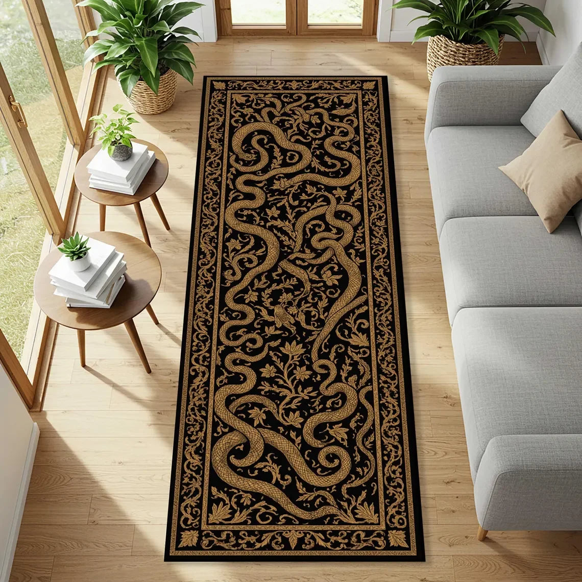 Snake Runner Rug – Boho Reptile Forestcore Nature Witch Decor Decorative Runner Rug HIP 1 50X150cm-Felt