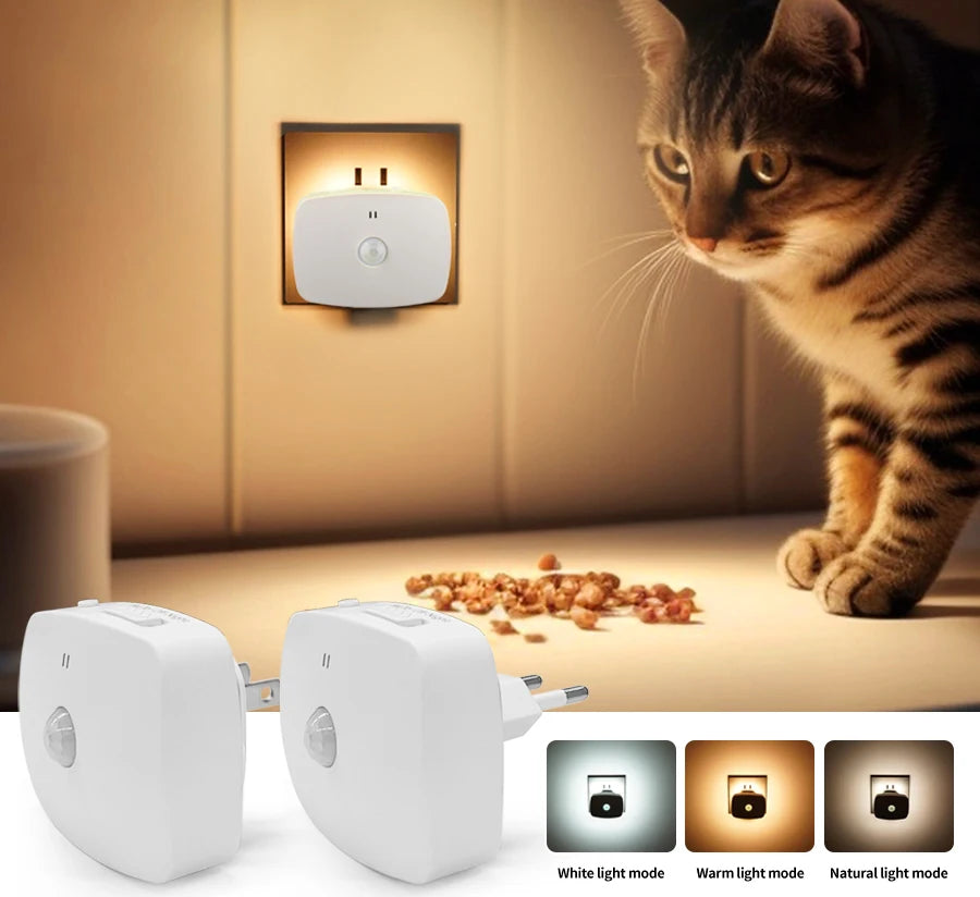 Motion Sensor Led Night Light EU US Plug Infrared Smart Sensor Wall Lamp Bedroom Toilet Hallway Kitchen Kid Nightlight 220V 110V HIP