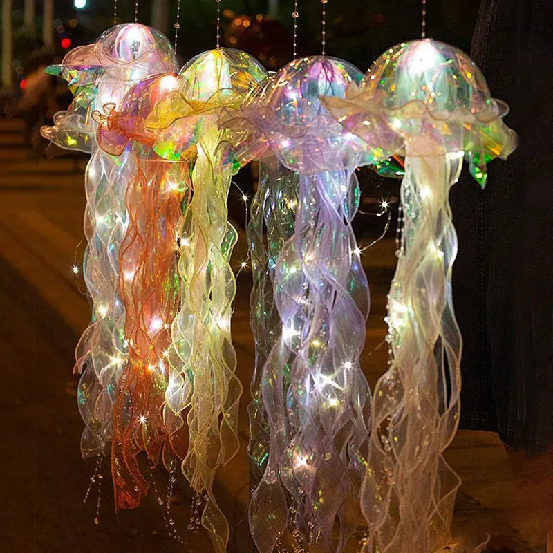 Jellyfish Lamp Portable Lantern Kids Children Bedroom Hanging Night Light Under The Sea Colorful Mermaid Ocean Party Home Decor HIP