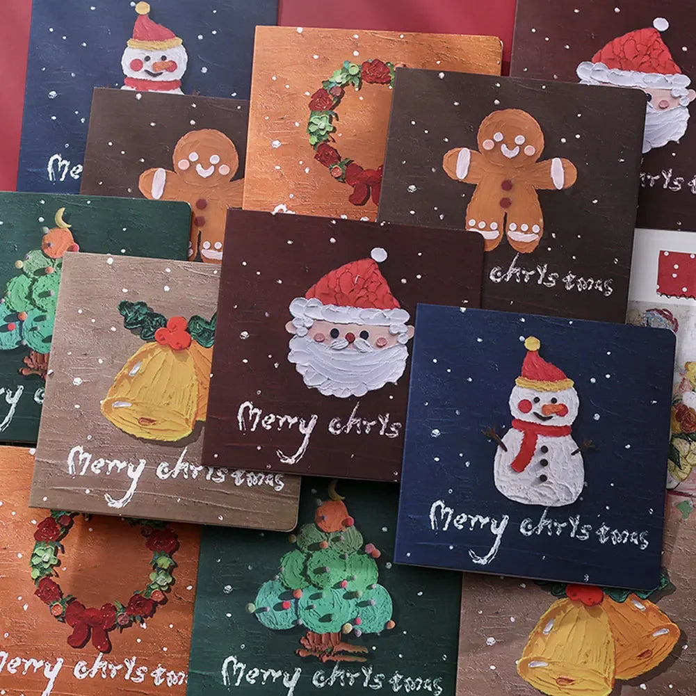New Christmas Gift Envelope Card 6pcs 3D with Envelope Stickers Santa Claus Folding Gift Card New Year Party Invitation Card HIP