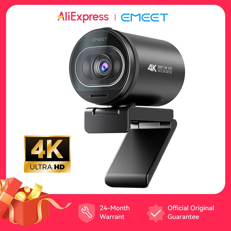 EMEET S600 4K Webcam – 60FPS Autofocus, Dual Mics, USB 4K Streaming Webcam HIP