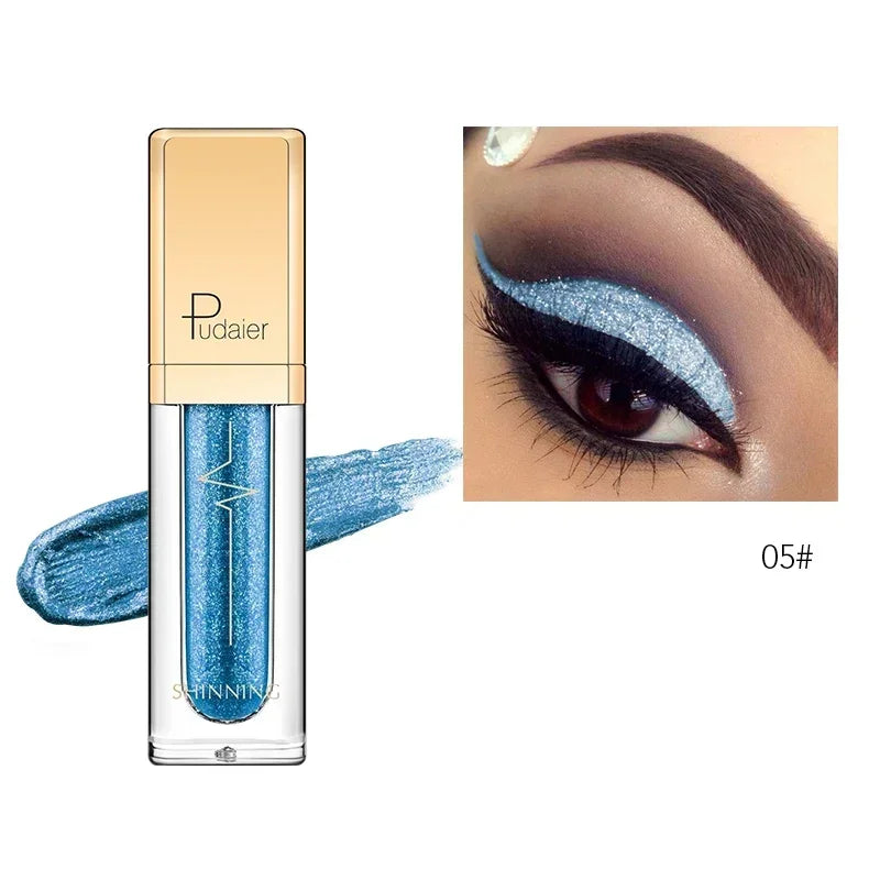 New Make Up Liquid Eyeshadow Waterproof Glitter Pigments Purple Gold Metalic Women Beauty Gel Eye Shadow Cream 18 Colors Makeup HIP 05