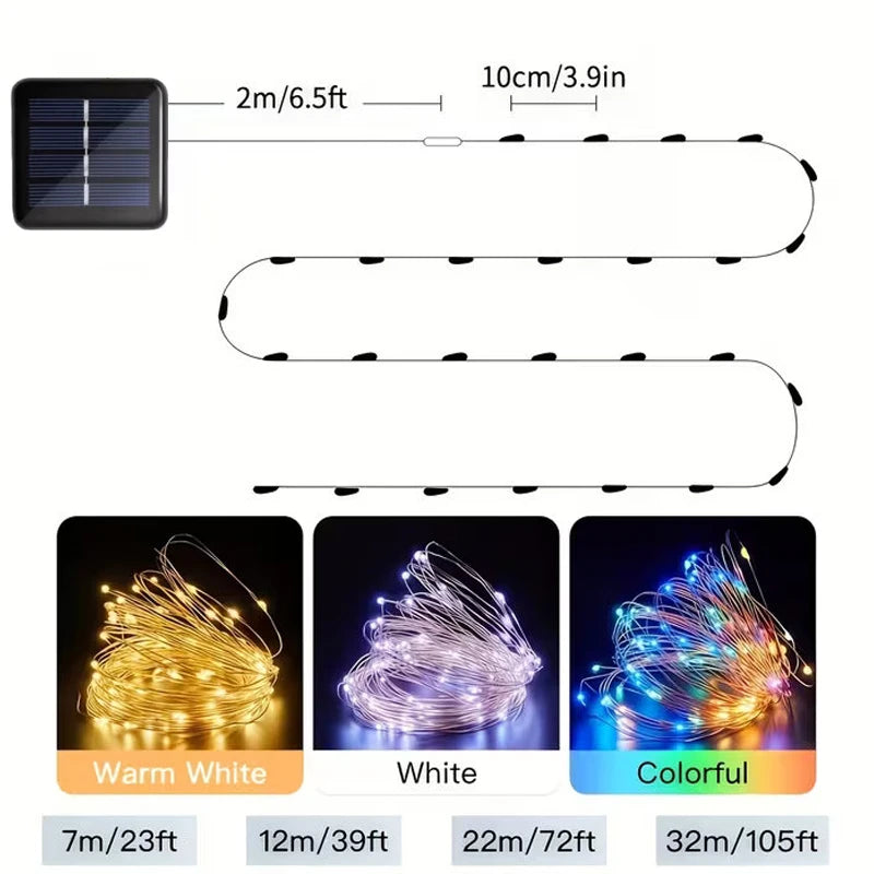 Solar LED String Lights – 8 Modes Waterproof Fairy Lights Solar String Lights HIP