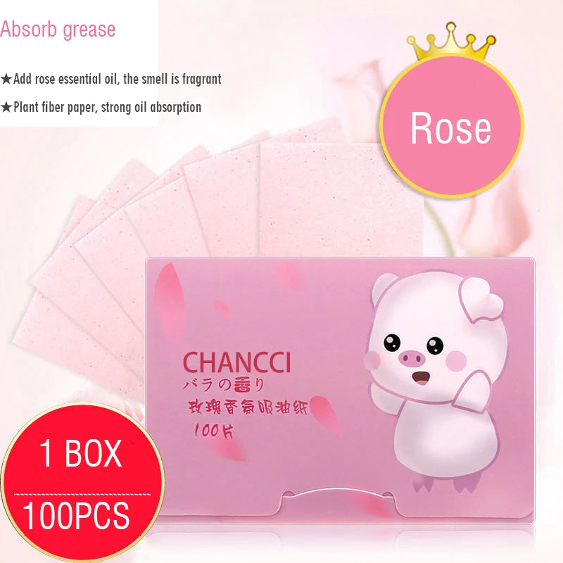 100Pcs/box Face Oil Blotting Paper Protable Matting Face Wipes Facial Cleanser Oil Control Oil-absorbing Face Cleaning Tools New HIP 03Rose