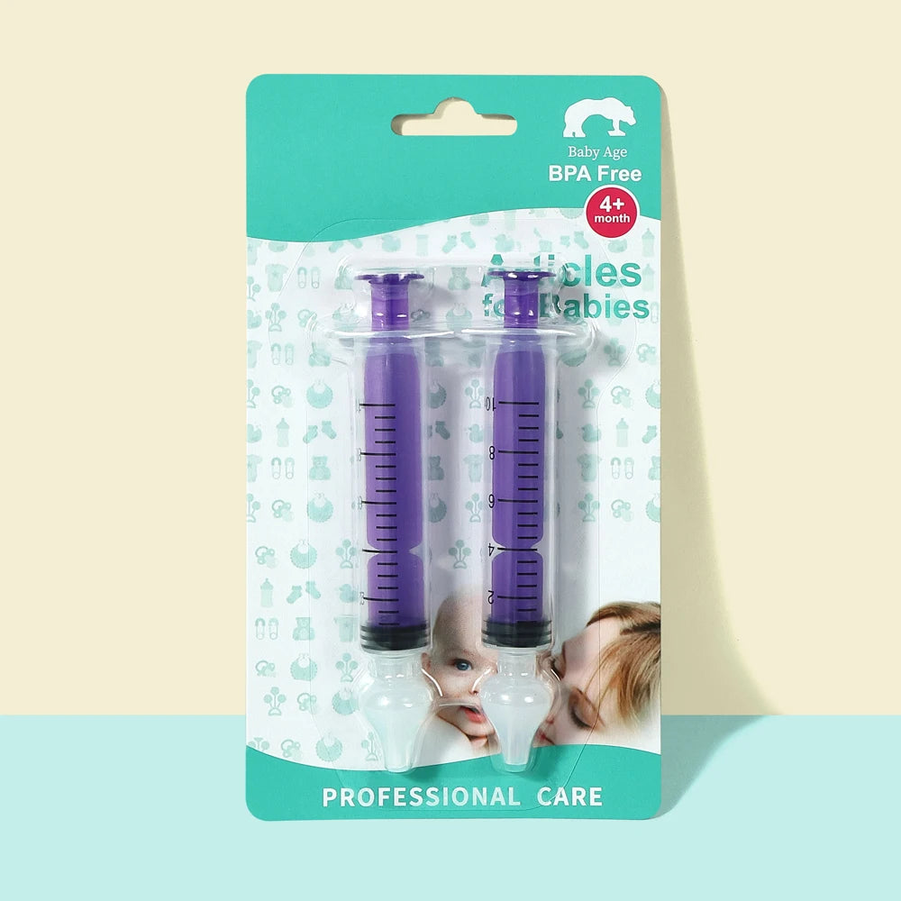 Baby Silicone Nasal Aspirator & Nose Cleaner Set – Safe Infant Nasal Aspirator Set HIP C15-purple 2pcs