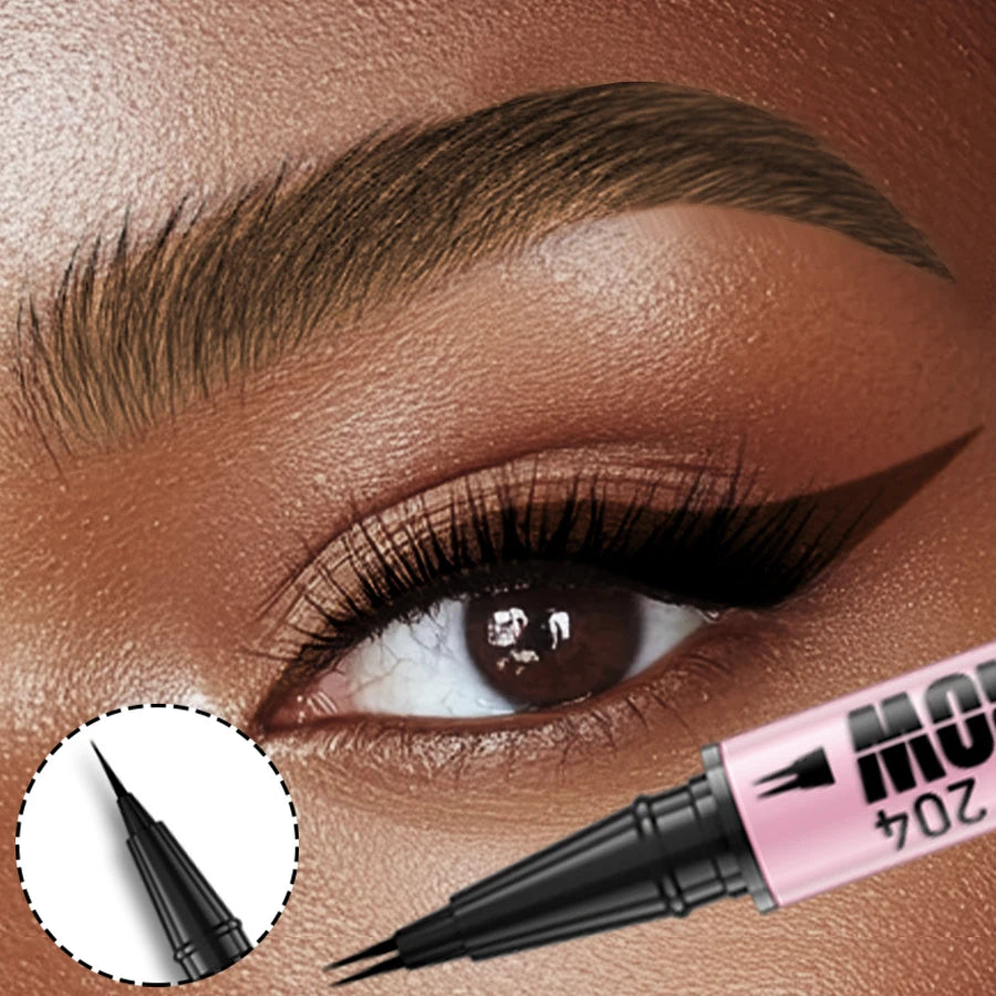 2 in 1 Waterproof 4 Colors Ultra Double-ended Eyebrow Pen and Eyeliner Pen Smudge-proof Natural Korean Makeup Gifts Cosemetics HIP
