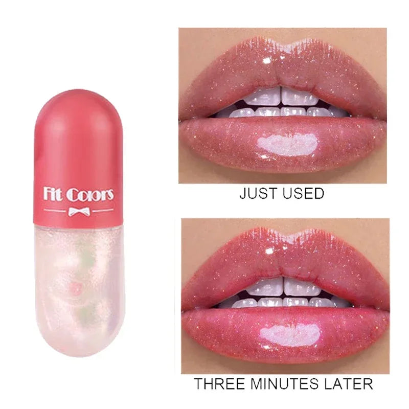 Crystal Jelly Lip Gloss Capsule Lip Plumper Oil Shiny Clear Lips Oil Moisturizing Women LipGloss Balm Makeup Lip Tint Cosmetics HIP 03 1Pcs