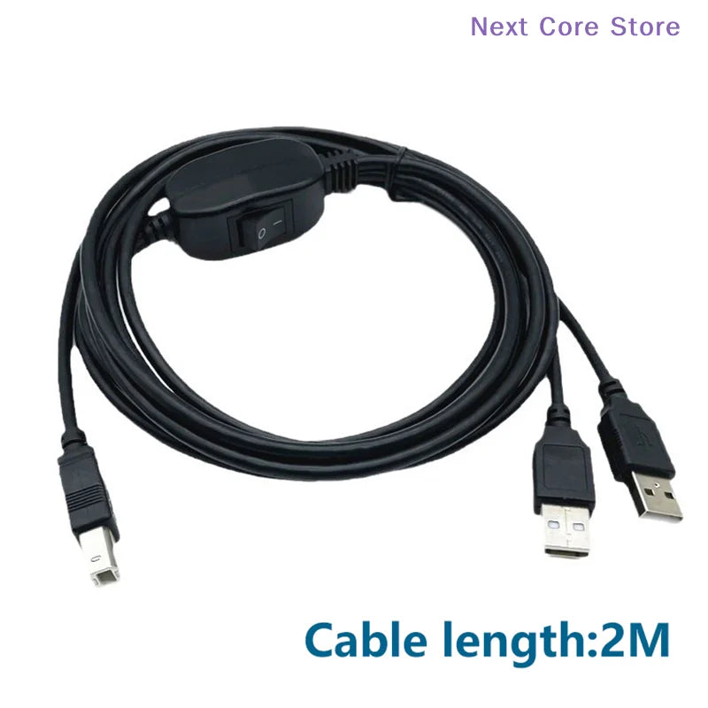 2-in-1 USB-A to USB-B Printer Splitter Cable – 2M 480Mbps USB Printer Cable HIP