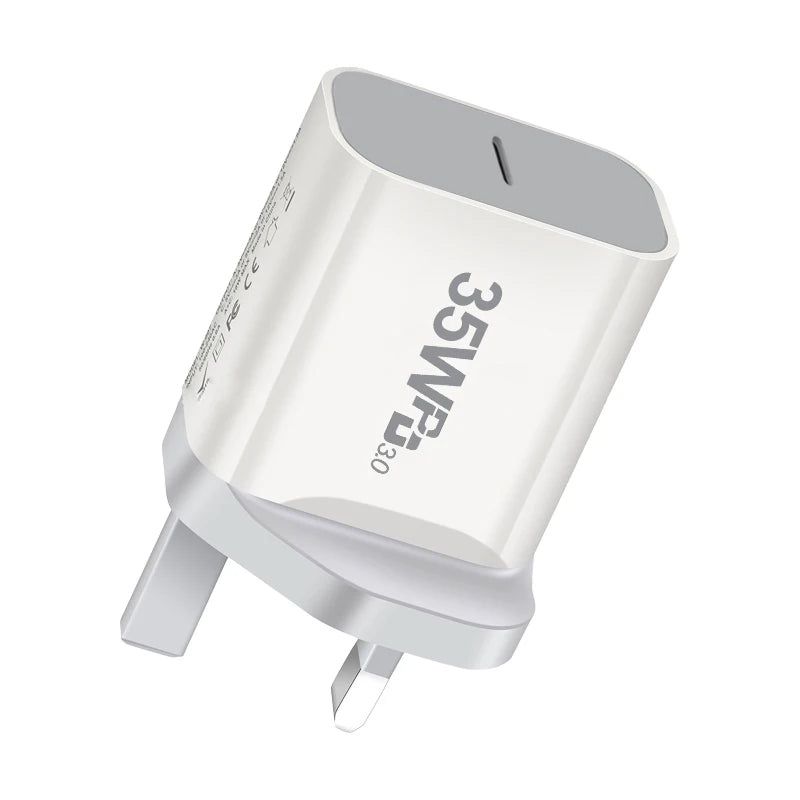 UK Plug PD 3.0 Fast Wall Charger 20W–65W USB-C & USB-A USB Wall Charger HIP