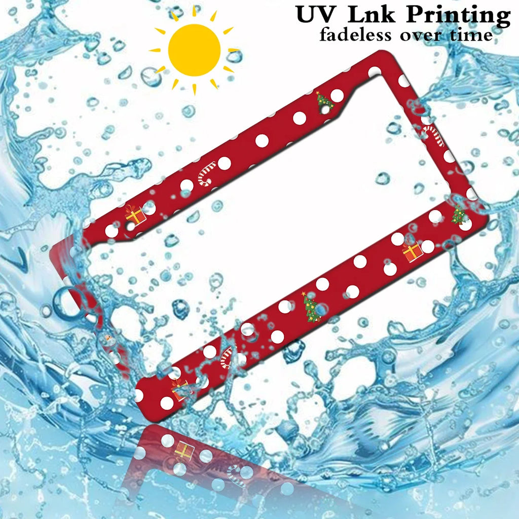 Christmas Polka Dot Aluminum License Plate Frame 6.3×12.2" License Plate Frame HIP