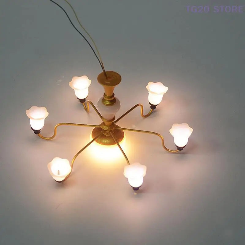 Miniature LED Ceiling Chandelier – Dollhouse Lamp 3V Dollhouse Miniature Lamp HIP