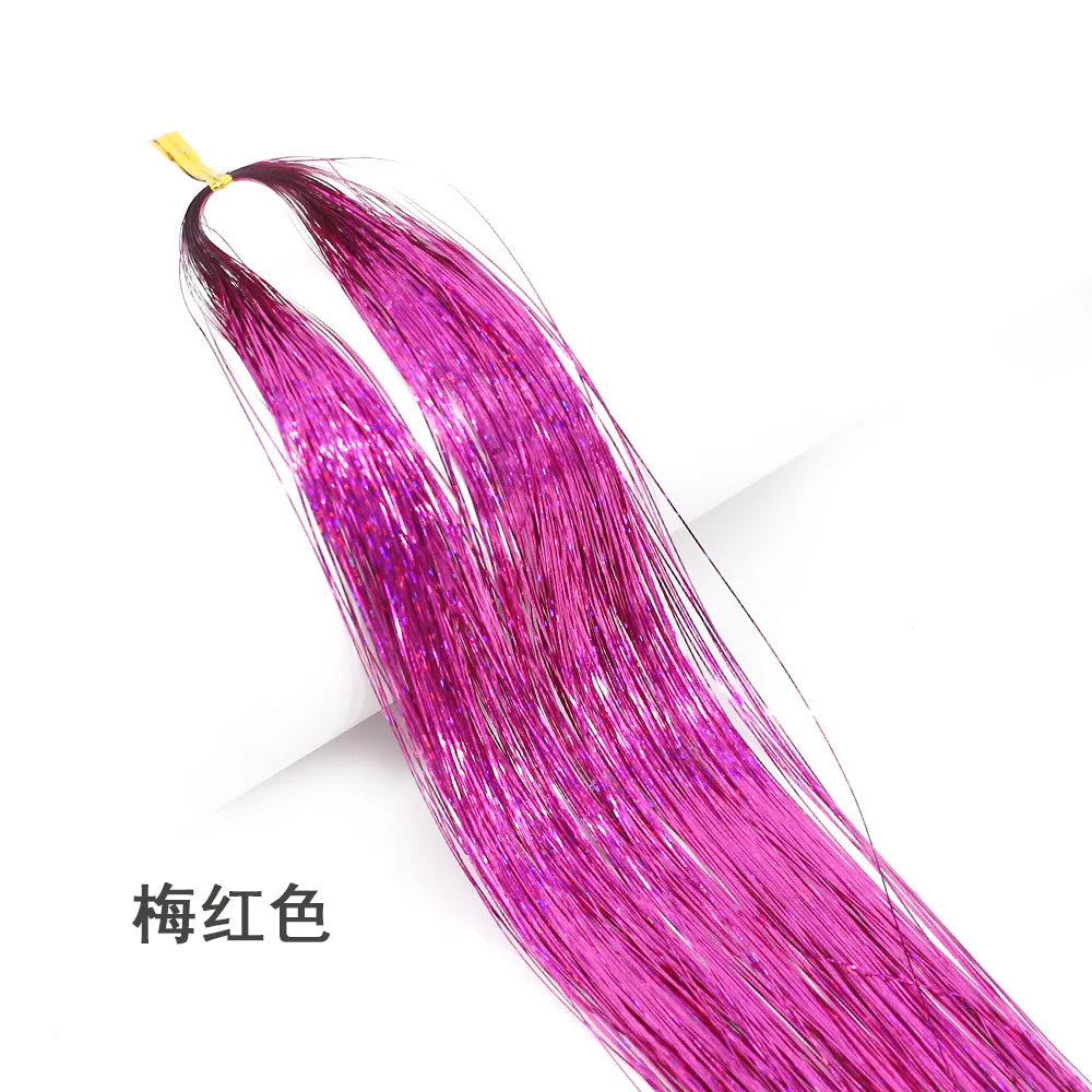 Shiny Sparkle Hair Tinsel Kit Rainbow Women Colorful Glitter Bling Hair Extension Twinkle Hair Dazzles Accessories for Braiding HIP 3